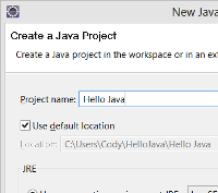 Name your project Hello Java and click finish